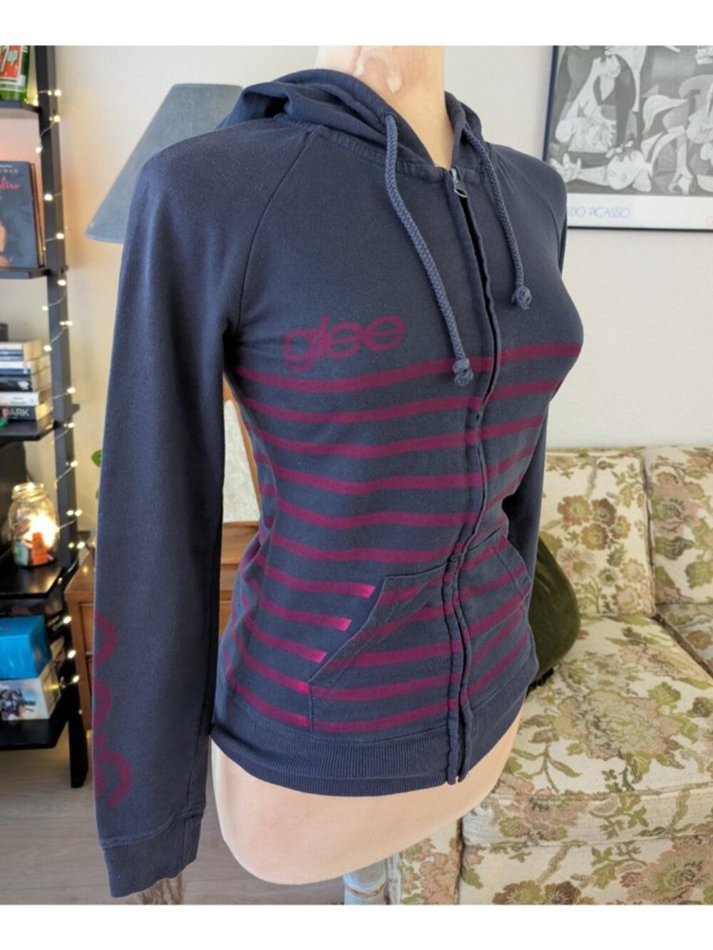 Glee Purple Striped Zip Hoodie Women's Indie Sleaze 20th Century Fox Official SM